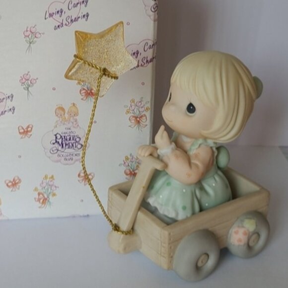 Vintage Precious Moments Girl Star Peace Collectible Porcelain Figurine - Picture 1 of 13
